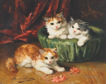  Katzen Kunst - Cat Malerei 8 Alfred Brunel de Neuville